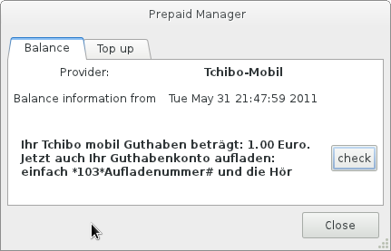 GNOME Prepaid Manager screenshot